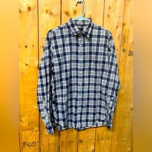 Mens Medium‎ J. Crew Blue Gray Button Down Flannel